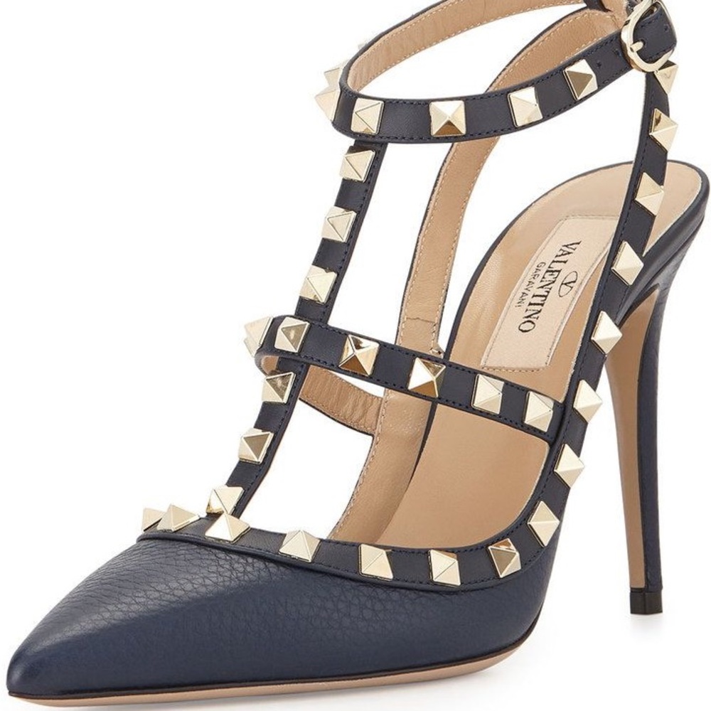 VALENTINO Rockstud 100 Black Grainy Leather Pump, New with Box, size 40